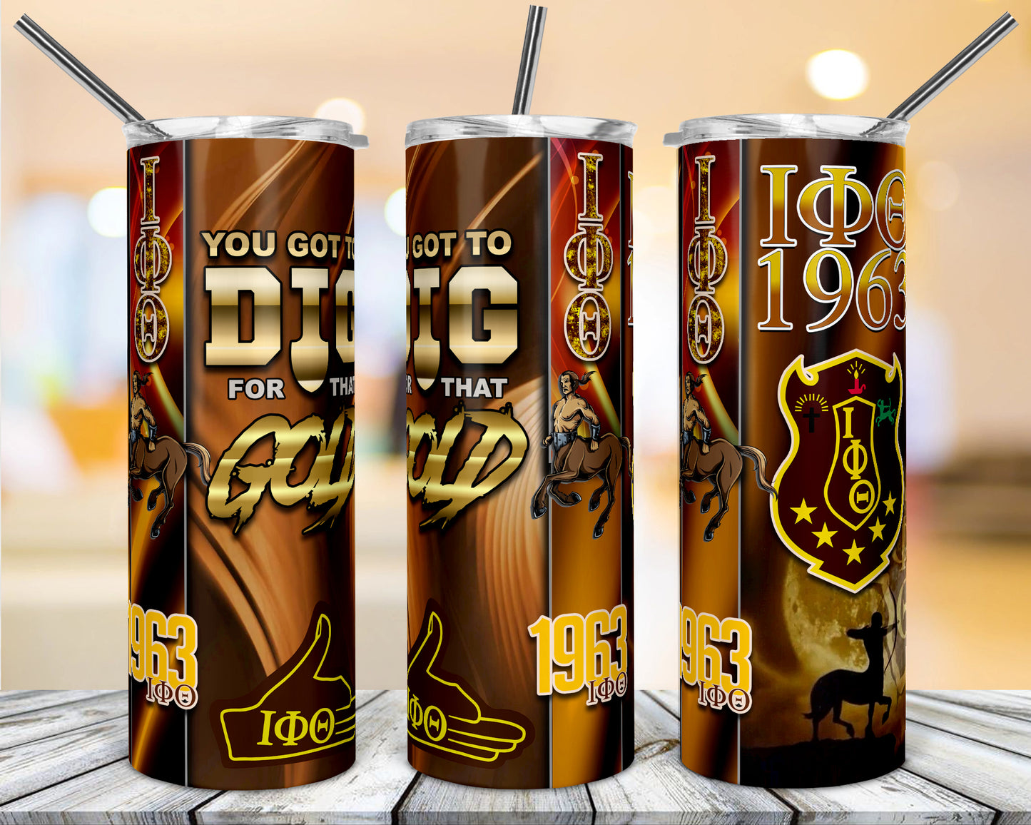 GOLD AND BROWN TUMBLER