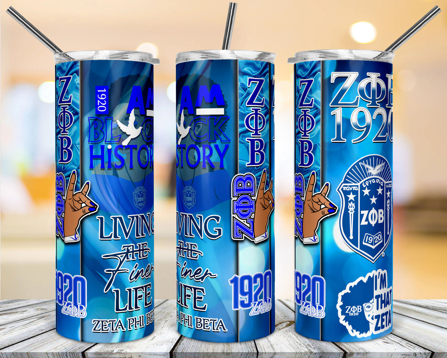 BLUE AND WHITE TUMBLER