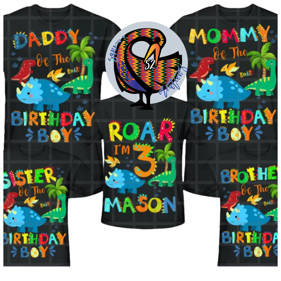 CUSTOM DINOSAUR BIRTHDAY SHIRTS
