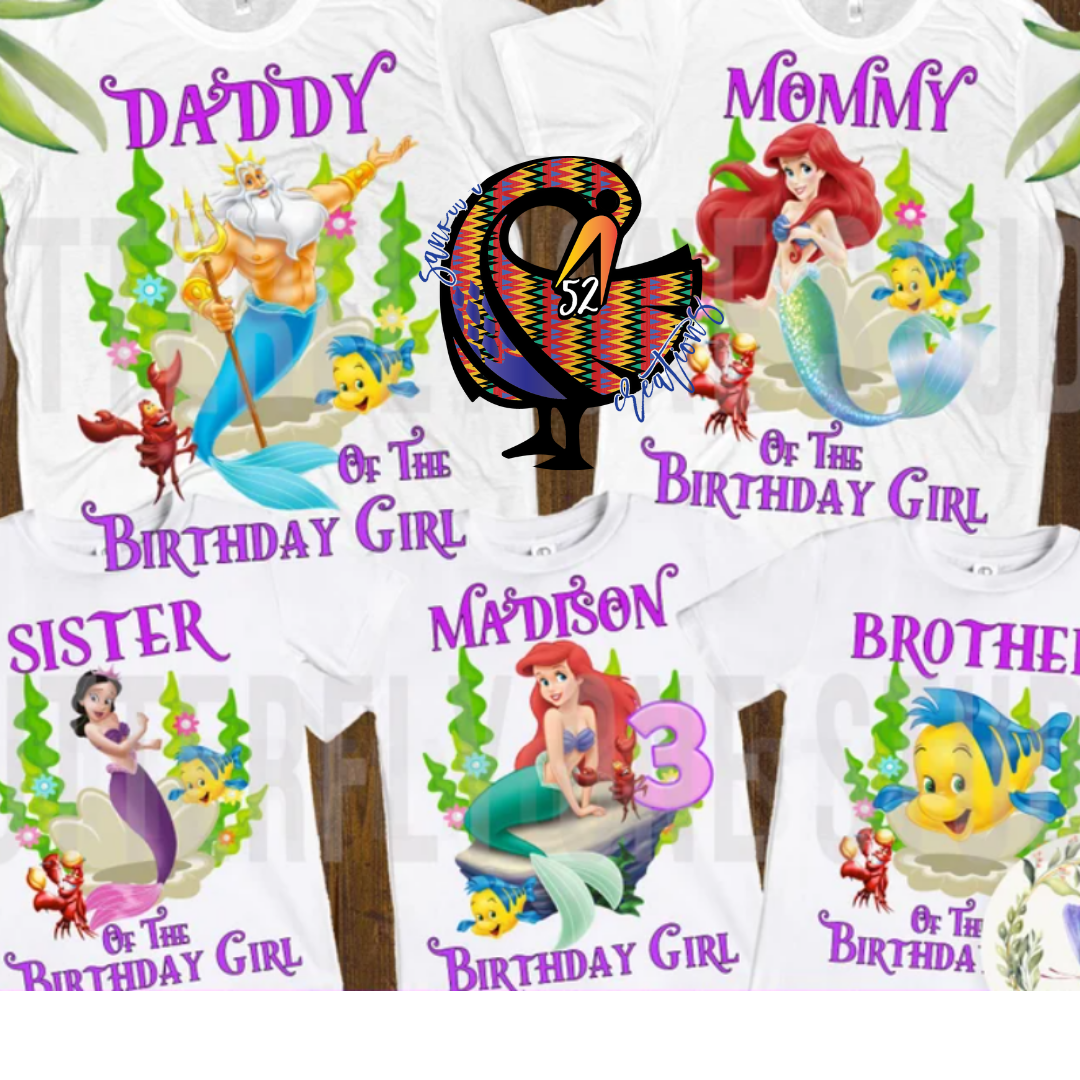 CUSTOM LITTLE MERMAID BIRTHDAY SHIRTS