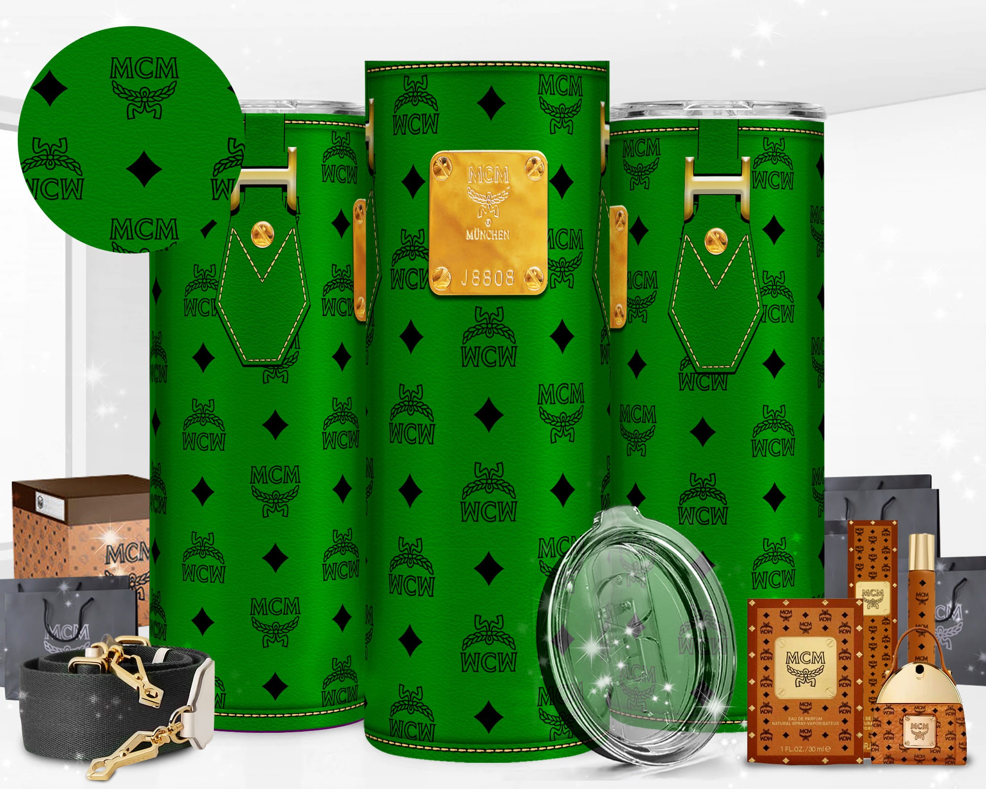 Green discount mcm purse